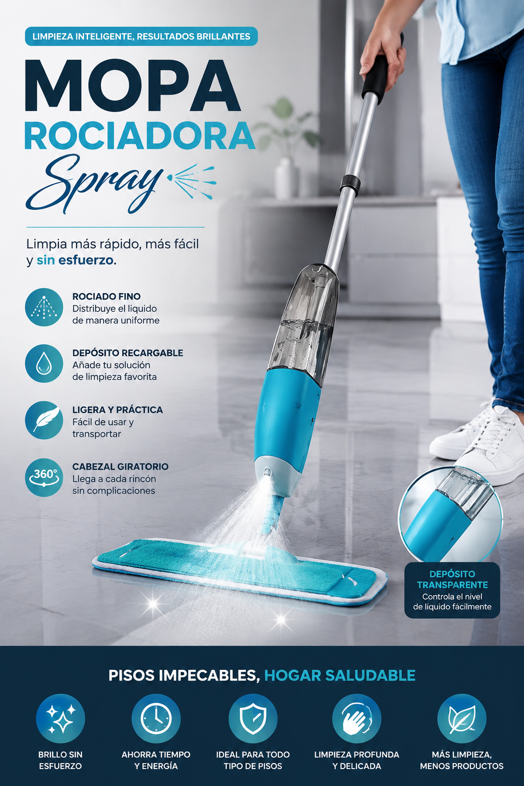 Tecnologia avanzada Trapero Limpiador Rociador spray facilitador.